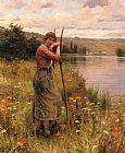Daniel Ridgway Knight Famous Paintings - A Moment Of Rest